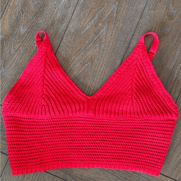 NWOT Hollister Bright Red Knit Top - Picture 3 of 11